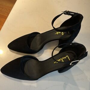 Lulus Ellarose Black Suede Ankle Strap Heel